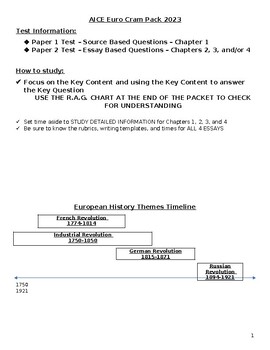 Preview of AICE European History 9489 Full Year Cram Pack and Study Guide Review Handouts