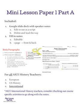 Preview of AICE History Paper 1 Part A Mini Lesson