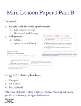 Preview of AICE History Paper 1 Part B Mini Lesson w/ Fill in Notes