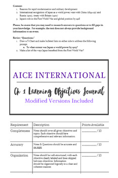 Preview of AICE International Ch 1 L.O. Journal - Empires & World Powers 1870 - 1919