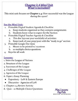 Preview of AICE International Ch 2.4 Mini Unit - How successful was League in 1920s