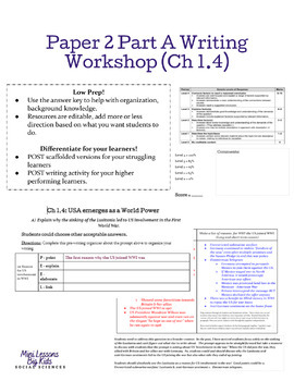 Preview of AICE International History Paper 2 Part A Writing Workshop (Ch 1.4)