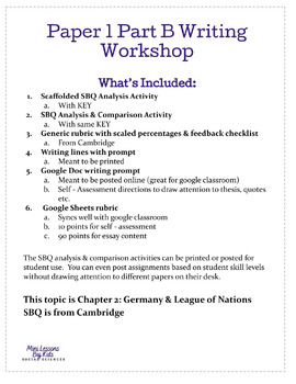 Preview of AICE International Paper 1 Part B Writing Workshop Ch 2: Germany & League