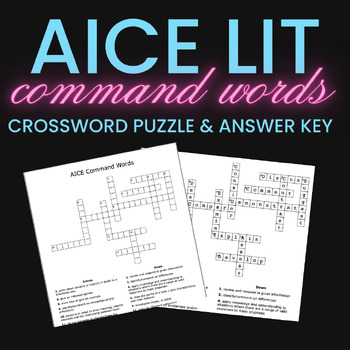 Preview of AICE Literature Command Word Crossword Puzzle