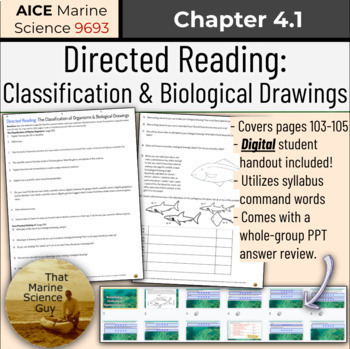 Preview of AICE Marine | Directed Reading 4.1: Classification & Biological Drawings w/Digit