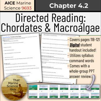 Preview of AICE Marine | Directed Reading 4.2: Chordates & Macroalgae w/Digital Handout & K