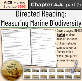 Preview of AICE Marine | Directed Reading 4.4 (part 2) Measuring Marine Biodiversity w/Digi