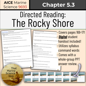 Preview of AICE Marine | Directed Reading 5.3: Rocky Shores w/Digital handout & Key