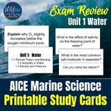 AICE Marine Unit 1 Exam Review Study Cards | Flash Cards | Water