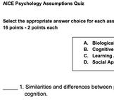 AICE Psychology Assumptions Quiz - Cambridge 9990