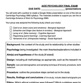 AICE Psychology Final Exam Core Studies Project
