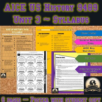 Preview of AICE US History 9489 Unit 3 ~ Syllabus (Key Questions & Content)