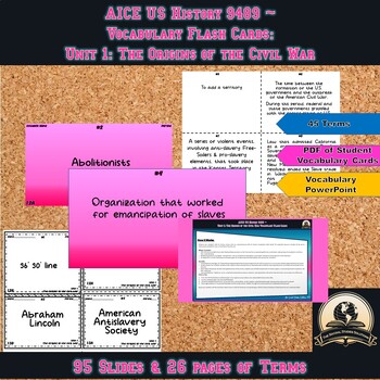 Preview of AICE US History 9489 ~ Vocabulary Flash Cards: Unit 1