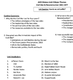 AICE US History Unit Outlines & Vocabulary lists w/graphic