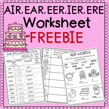 Preview of AIR EAR EER IER ERE Sound Worksheet Freebie