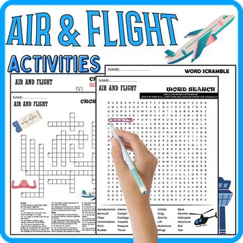 Preview of AIR & FLIGHT Activities,Worksheets,Vocabulary,Wordsearch & Crosswords