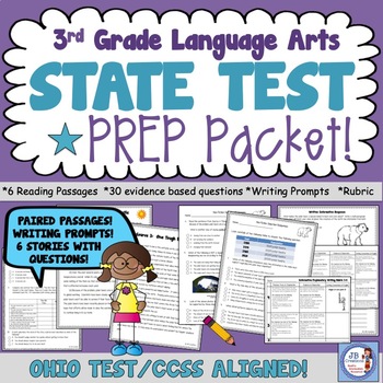 Preview of 3rd Grade State Test Prep for Reading (Ohio/CCSS aligned)