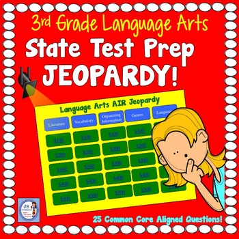 Preview of 3rd Grade Language Arts STATE TEST PREP Jeopardy Game!