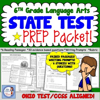 Preview of 6th Grade State Test Prep for Language Arts (Ohio/CCSS aligned)