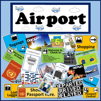 Preview of AIRPORT ROLE PLAY TEACHING RESOURCES LITERACY DISPLAY GEOGRAPHY WO