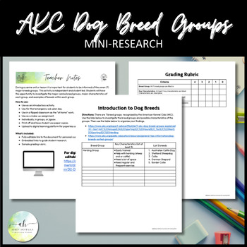 Preview of AKC Dog Breed Groups - Mini Research Activity