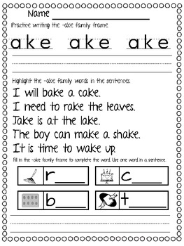 Rhyme Word Endings Four Layer Cake Game for Phonological Awareness, Spelling