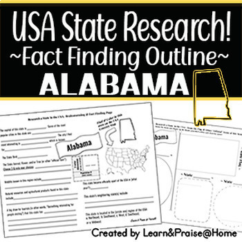 Preview of ALABAMA State Research Report: Brainstorm & Fact Pages | SOCIAL STUDIES