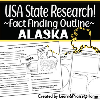 Preview of ALASKA State Research Report: Brainstorm & Fact Page Outline | SOCIAL STUDIES