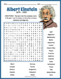 ALBERT EINSTEIN Biography Word Search Puzzle Worksheet Activity