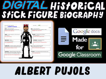 Preview of ALBERT PUJOLS - MAJOR LEAGUE BASEBALL LEGEND - Digital Stick Figure Biography