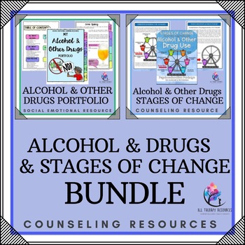 Preview of ALCOHOL & OTHER DRUGS - Portfolio & Tip Sheets & Stages of Change BUNDLE