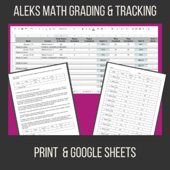 Preview of Grading and Tracking Form for ALEKS Math Print and Google Sheets Digital