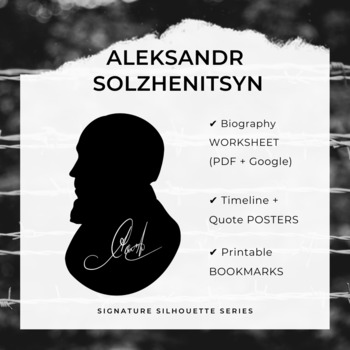 Preview of ALEKSANDR SOLZHENITSYN Biography Worksheet, Posters, Bookmarks (Google + PDF)