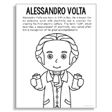 ALESSANDRO VOLTA Inventor Coloring Page Poster Craft | STE