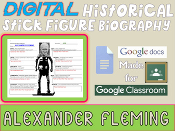 Preview of ALEXANDER FLEMING Digital Historical Stick Figure Biography (MINI BIOS)