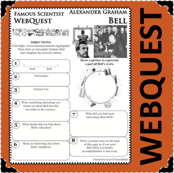 Preview of ALEXANDER GRAHAM BELL Science WebQuest Scientist Research Project Biography