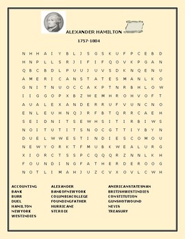 Preview of ALEXANDER HAMILTON: A BIOGRAPHICAL WORD SEARCH
