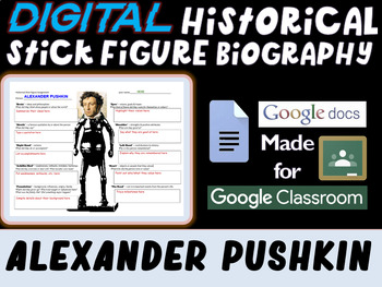 Preview of ALEXANDER PUSHKIN Digital Historical Stick Figure Biography (mini biographies)
