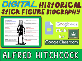 Preview of ALFRED HITCHCOCK Digital Historical Stick Figure Biography (MINI BIOS)