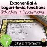 Exponential & Logarithmic Functions Activities & Assessmen