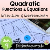 Quadratic Functions Activities and Assessments (Algebra 2 - Unit 4)