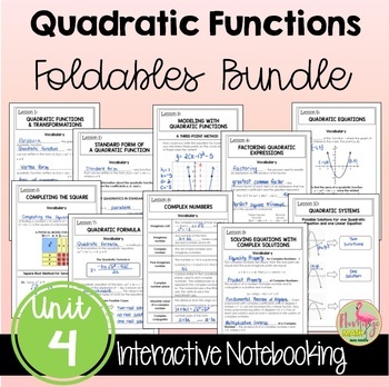 Preview of Quadratic Functions FOLDABLES™ and Lesson Videos (Algebra 2 - Unit 4)