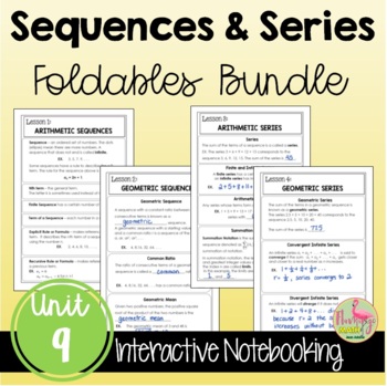 Preview of Sequences and Series FOLDABLES™ (Algebra 2 - Unit 9)