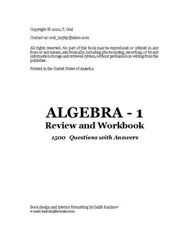Preview of ALGEBRA 1      (1500 QUESTIONS WITH ANSWERS)