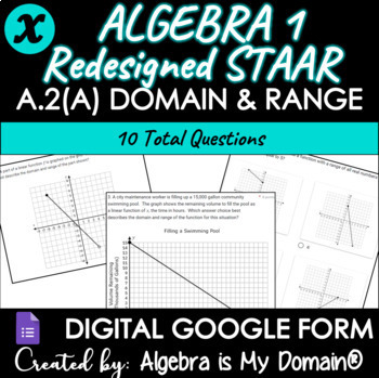 Preview of ALGEBRA 1 REDESIGNED STAAR EOC REVIEWS - A.2(A) Domain and Range