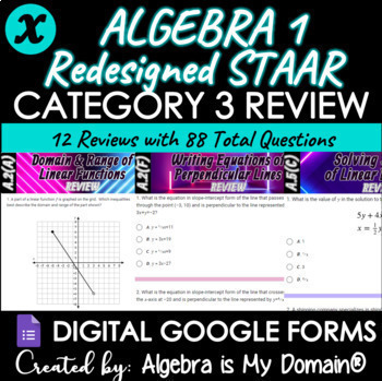 Preview of ALGEBRA 1 REDESIGNED STAAR EOC REVIEWS - Category 3