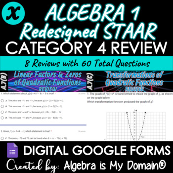 Preview of ALGEBRA 1 REDESIGNED STAAR EOC REVIEWS - Category 4