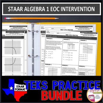 Preview of ALGEBRA 1 STAAR EOC Intervention by TEKS Practice BUNDLE