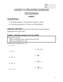 Preview of ALGEBRA 1 Solving Equations Unit Lessons + Worksheets