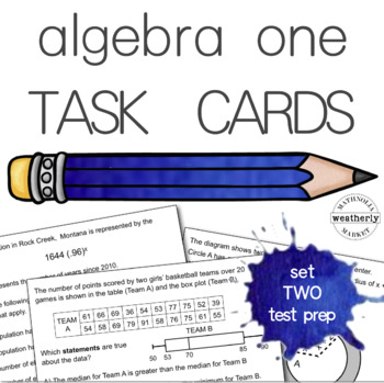 Preview of ALGEBRA 1 TEST PREP#2 - task cards (with paper version)
